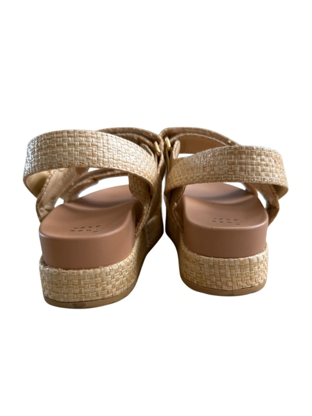 a new day Neutral Woven Strap Platform Sandals with Gold Disc 6.5